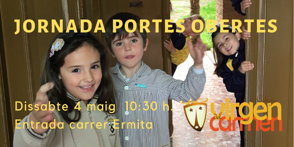 CarmelitasVila's tweet photo. #EmmarronaT amb @CarmelitasVila.
Recorda que la sol·licitud de centre per al curs 19-20 a Vila-real sols es podrà fer el dies 9, 10 i 20 de maig, al ser festiu la setmana del 12 al 17 de maig. 
Vine a conèixer el nostre centre el proper dissabte 4 de maig. Vos ho explicarem tot. https://t.co/NZ1VFpnFGO