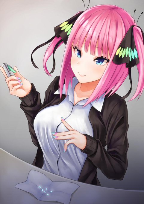 沖津さんがTwitterに投稿した中野二乃(五等分の花嫁)のイラスト。