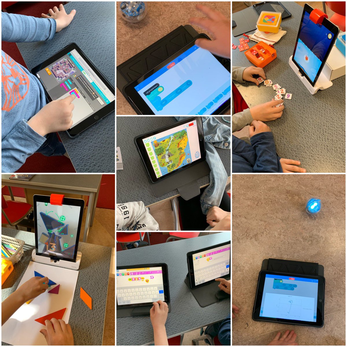 jenniedah's tweet image. Elevens val @karlbergsskola - en riktigt rolig eftermiddag på jobbet! 😃 #programmering #åk1 #hourofcode #sphero #osmo #scratchjr #bluebot #lego