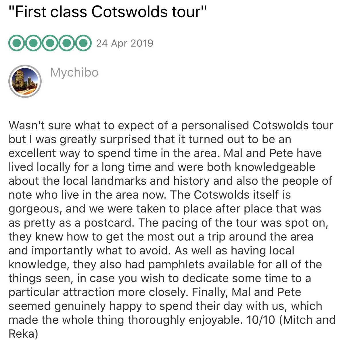 ExperiencetheC1's tweet photo. 😊 Another lovely review on #tripadvisor 😊 #cotswoldtours
#tourUK
#cotswolds 
#cotswoldlife
#cheltenham
#winchcombe
#discovercotswolds
#broadway
#britishcountryside
#gloucestershire 
#visitengland 
#lovethecotwolds 
#visitthecotswolds #daytrips https://t.co/bNn9iWFkXu