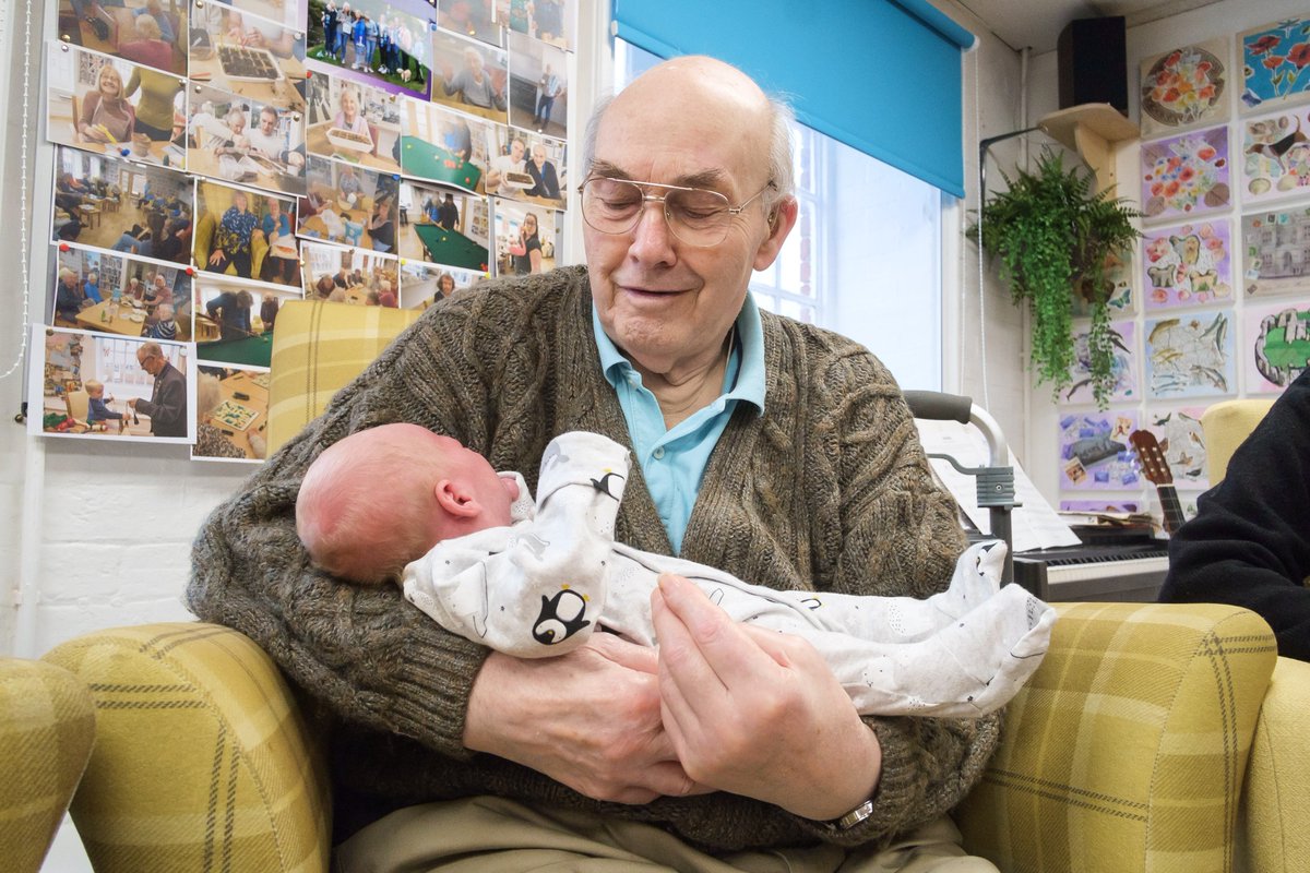 BeyondDementia_'s tweet photo. You never forget the wonderful feeling of cradling a new-born baby. Here's 3 week old Jacob at #OldSilkWorks #dementia day club in #Warminster. More at https://t.co/9iTooDXNiP @GMorrisonCEM #intergenerational https://t.co/PwvXA2TNoV