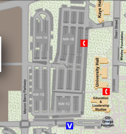 Due to a campus event, the NW-1D parking lot off Marion Berry (near intersection with Aggie) will be inaccessible today.  The NW-1A parking lot off Marion Berry (near intersection with Johnson) will remain accessible.