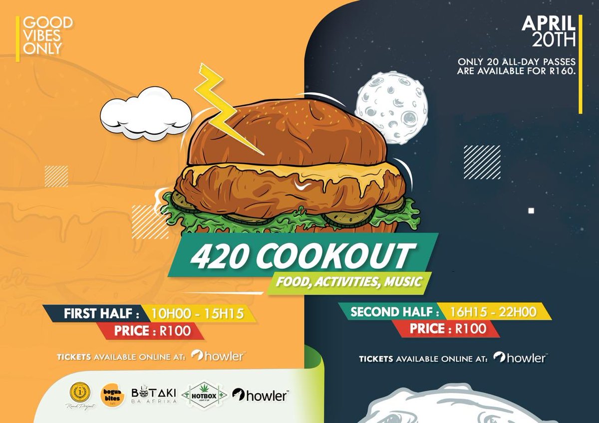 Krissytomes's tweet photo. The #420Cookout Is A Celebration Of Food, Music And Humanity Hosted As A Collaboration Between One Rand Project, Bogus Bites and The Hot Box.
π1005 Arcadia Street, Hatfield, Pretoria.
π20 April 2019. https://t.co/FhWQvzSI4n