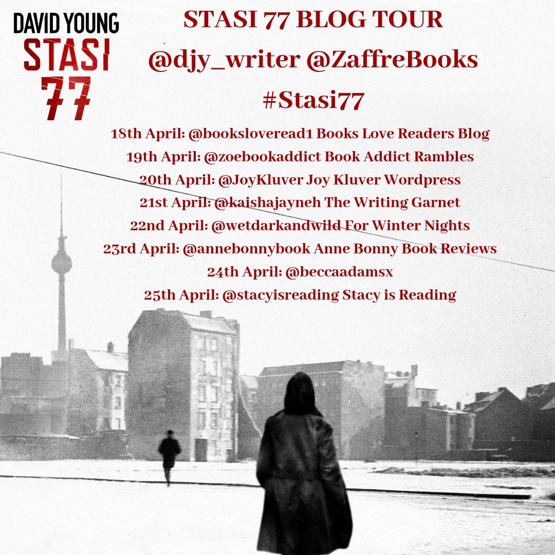 Joy Kluver🍪🍪🍪💙 (@joykluver) on Twitter photo Happy publication day to <a href="/djy_writer/">David Young</a> for #Stasi77! I’m on the blog tour for Saturday but I can tell you now, it’s his best book yet. Happy publication day to <a href="/djy_writer/">David Young</a> for #Stasi77! I’m on the blog tour for Saturday but I can tell you now, it’s his best book yet.