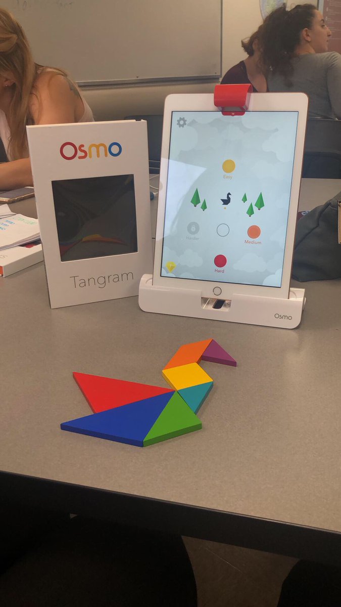 laceywoolston's tweet photo. @PlayOsmo teacher candidates playing with nifty tech. Tangram is my favorite. @csufcoe #csufb21 https://t.co/oEqIgw0TcP