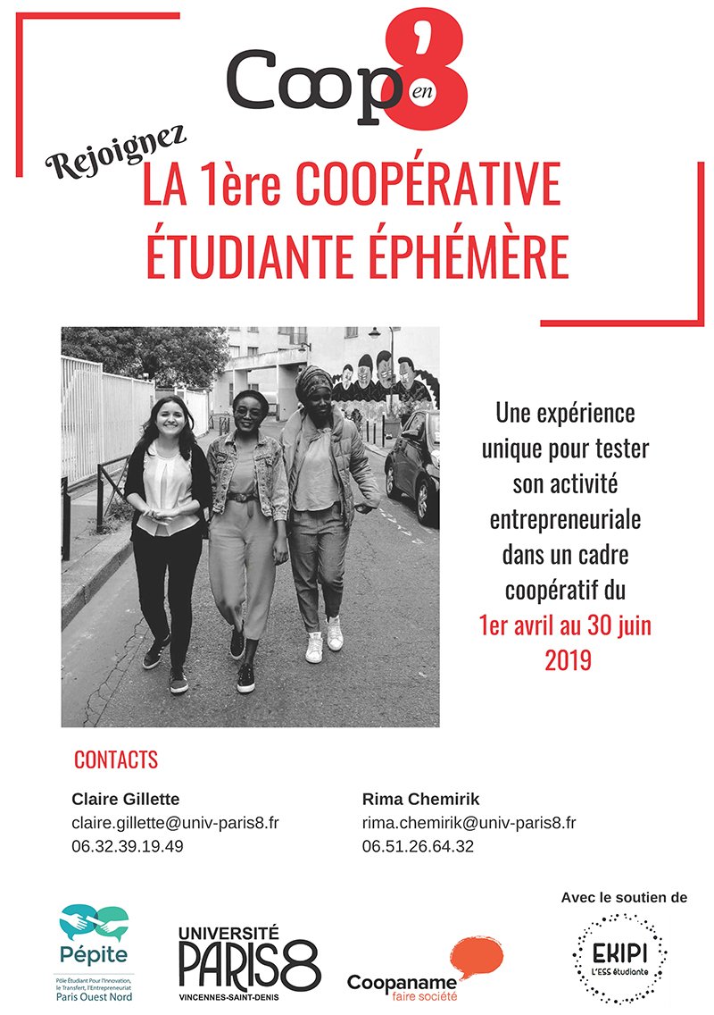 UnivParis8's tweet photo. [#ENTREPRENARIAT]
📅JourJ📅 Venez participer à la journée spéciale entreprenariat à #Paris8
📌Le 1er RDV de 12h à 15h en D105.
📌Puis à 18h30 à la coupole de la MDE pour la cérémonie🎉 d'ouverture de la #coopérative Éphémère étudiante #Coopen8
➡Infos https://t.co/5ecDiq7l0R https://t.co/quqiIDSpsm
