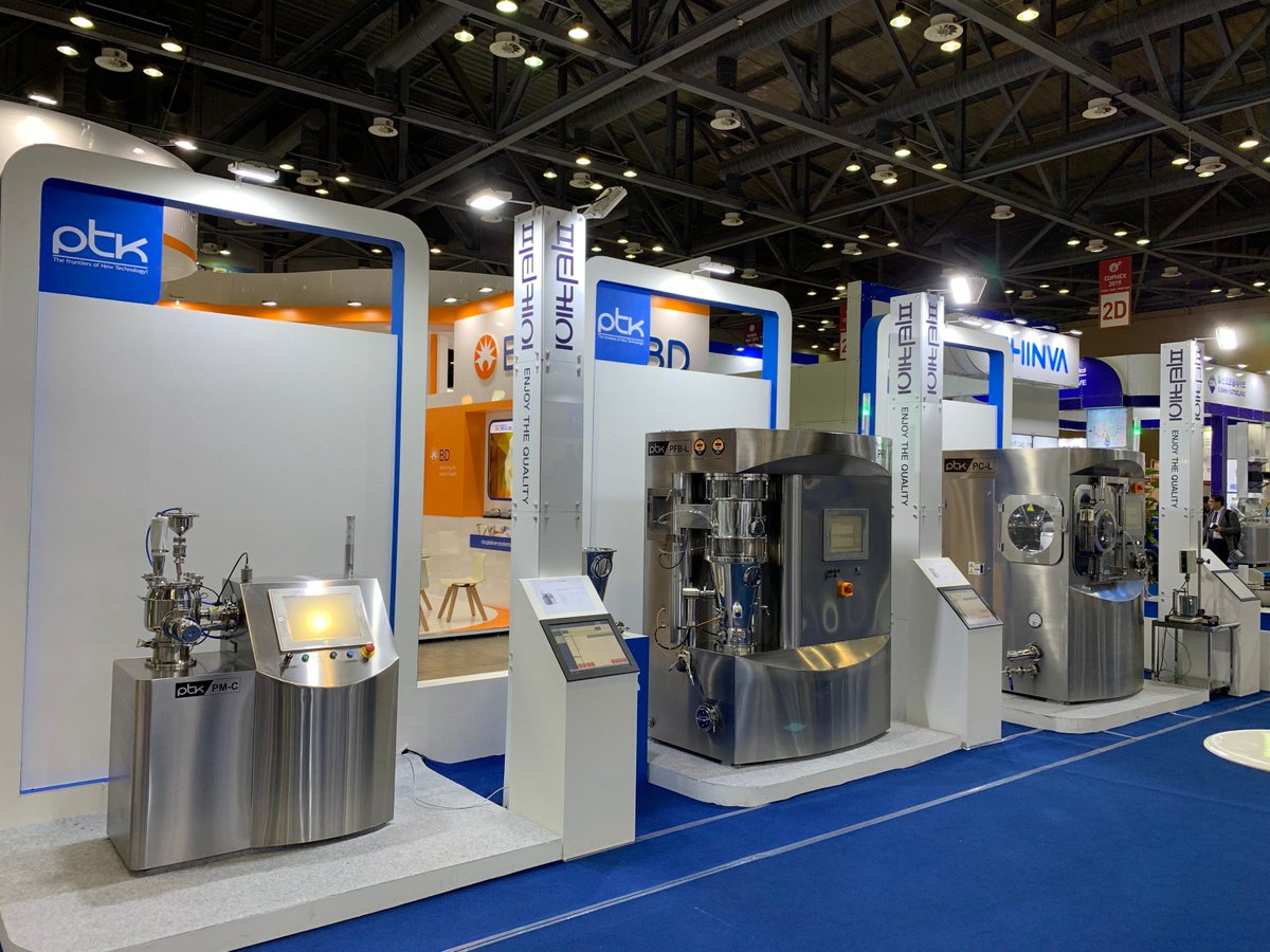 tabletting's tweet photo. Cophex 2019. See PTK on stand 3A601. Hall 3. - 16.4.2019 to 19.4.2019. Final day tomorrow. PTK are exhibiting new and existing innovations in multi-layer tabletting, tablet coating, mixing and FBD along with new smarter factory technologies.  @tabletting https://t.co/rzK8TbwIfk