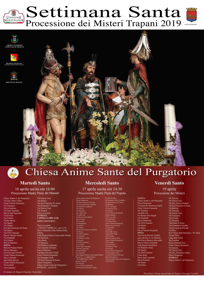 TrapaniTurismo's tweet photo. #Pasqua2019 a #Trapani #ProcessionedeiMisteri https://t.co/MbkF8PQRG8 #eventi #Easter
#Ostern #Pâques #Pascua #Sicilia #Sicily #Sizilien https://t.co/98CyV3pn0P