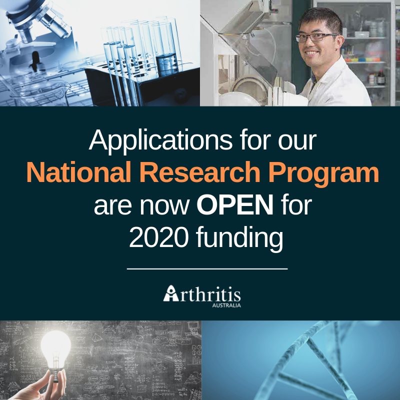 Applications for Arthritis Australia’s National Research Program are open for 2020 funding.
The Program is open to both national and international researchers.  Several types of research grants are available.
Learn more: 
arthritisaustralia.com.au/programs-resea…
#arthritis