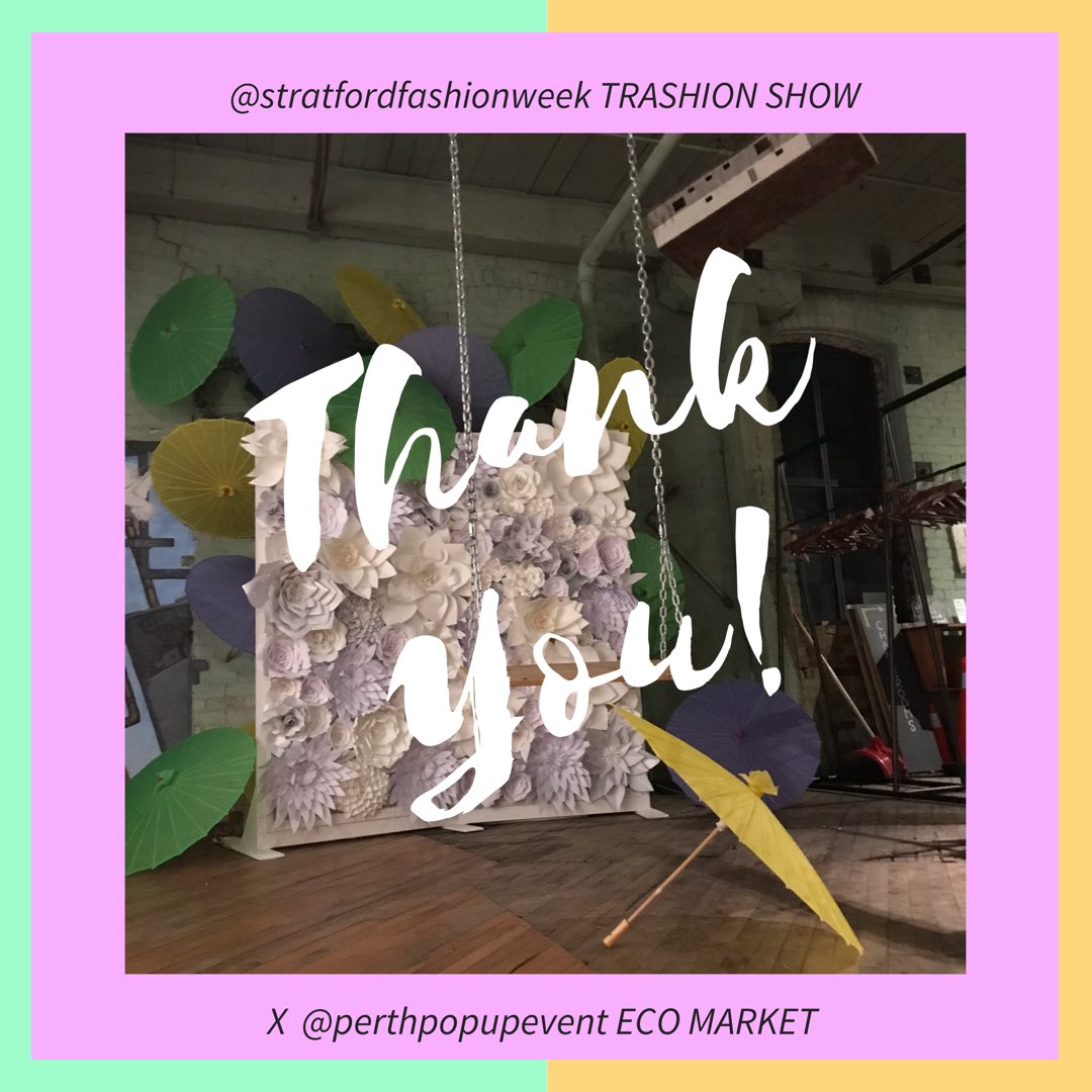 PerthPopUpEvent's tweet image. We 💚’d seeing you at Stratford Trashion Week TRASHION SHOW 👗 x @perthpopupevent Eco ♻️Market! We are inspired by the ingenious designs &amp;amp; creativity that graced the catwalk tonight, and were so happy to have a great bunch of earth 🌎 minded vendors at the market! 
xo PPU Gals💚