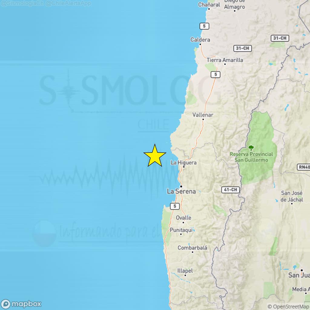 RedGeoChile's tweet photo. PRELIMINAR ⚠️ | Sismo de magnitud 5.8 Richter se produjo a las 00:06:31 horas del Jueves 18 de Abril a 68 km al oeste de La Higuera con una profundidad de 52.0 kilómetros (Vía #CSN).
App: https://t.co/vy0S7XOPQk https://t.co/fpdDF9UVIM