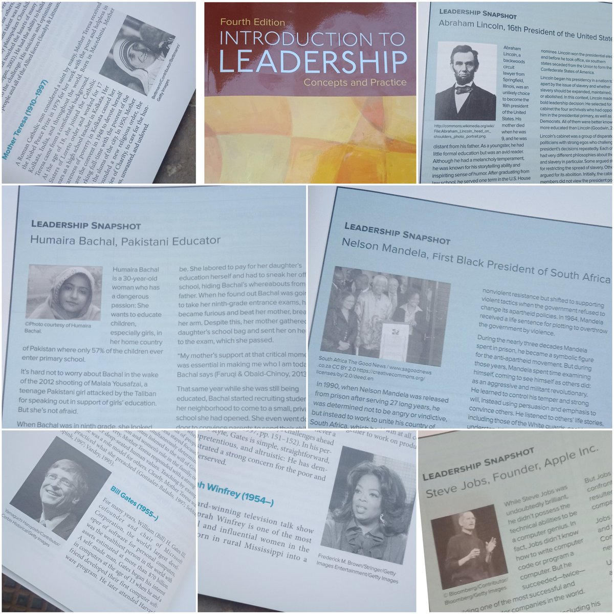 HumairaBachal's tweet photo. I Was glad to see my self with #NelsonMandela #AbrahamLincoin #MotherTeresa @Oprah @BillGates #SteveJobs in Introduction to Leadership Book by #peterGNorthouse @SAGE_News #leadership #Pakistan #book https://t.co/2DjmW958v1