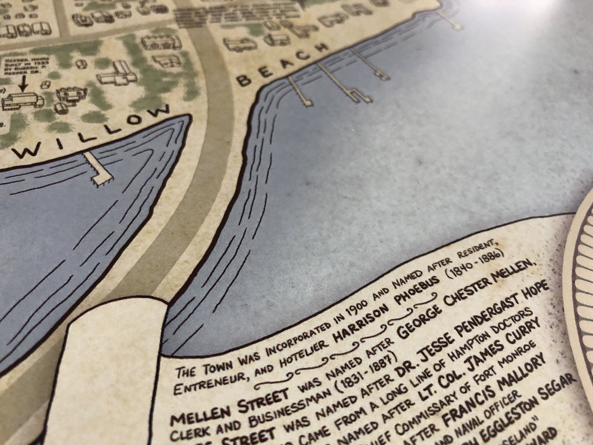 peachstapler's tweet photo. After months studying old maps, newspapers, and land grants, I'm excited to publish "A New &amp; Correct Map of #Phoebus, VA”. Packed with historical facts, this hand-drawn map took two months to create and features every house, garage, and most sheds in town. https://t.co/W12PzDayxU https://t.co/D9KaCeMyqX