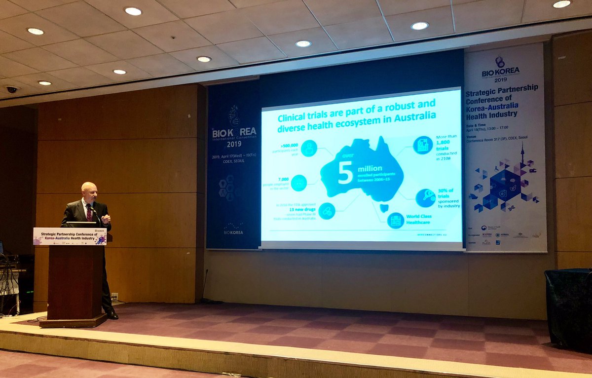 It was great to present on #clinicaltrials in Australia today at @BIOKOREA - #clinicaltrials are an important part of the #MTP sector in Australia, where from 2006-15 over 5 million people participated in trials! #BioKorea