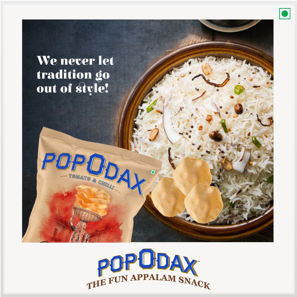 PopodaxSnacks's tweet photo. Heritage in a pack! 

#Popodax #Snack #Appalam #Hungry #Food #Snacktime #Sharing #Biryani #LimePickle #Classic #TomatoandChilli #SourCreamandOnion #MiniAppalam #ReadyToEat #WorldHeritageDay #Tradition #Heritage

https://t.co/fZLw3ZFKNS https://t.co/kJfg9pUFcL