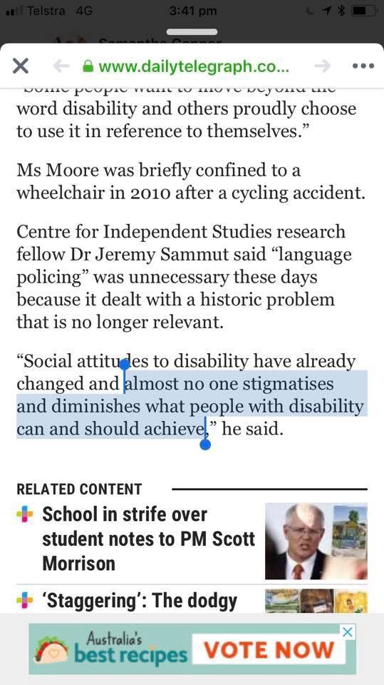 criprights's tweet photo. Shoutout to @JeremySammut71 and his sincere belief that social attitudes have changed and that ‘almost nobody stigmatises and diminishes what disabled people can achieve.’ Thanks, @dailytelegraph, you and Jezza are a riot - anyone have evidence to the contrary? https://t.co/Mq61InAlEF