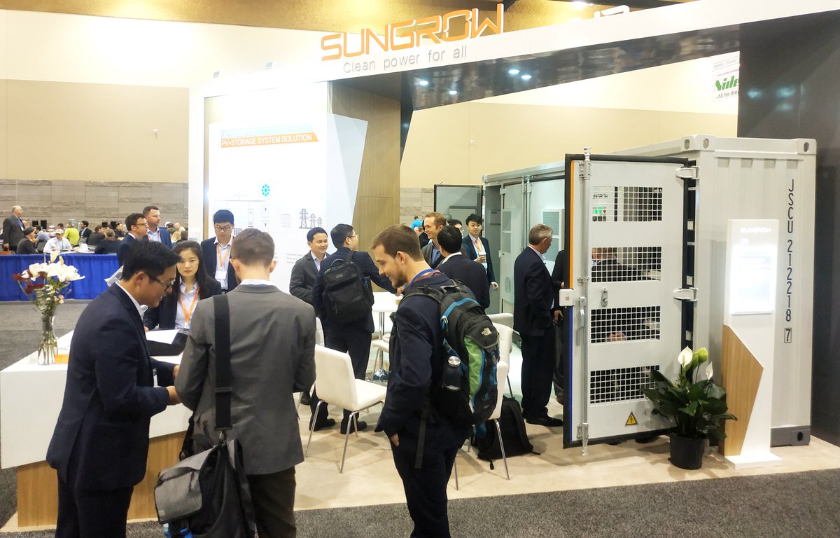 Sungrow_Power's tweet photo. Sungrow debuts a New Energy Storage System at ESA's Energy Storage Conference in Phoenix. Check our latest all-in-one ESS solution ST556KWH-250 at #ESACon19 https://t.co/L6St2LUe8Z https://t.co/hwXxAiU6T4