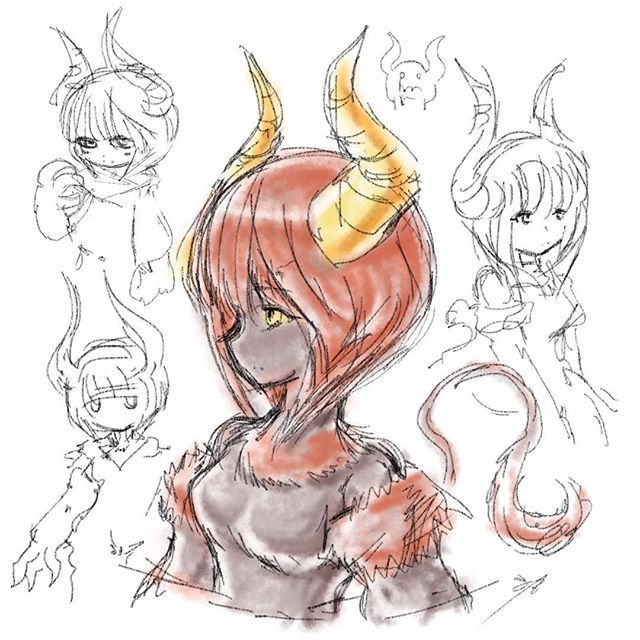 アトリエ猫柳 悪魔っ娘 黒山羊とか水牛系女子 Illustration Sketch Graphic Art Digital Procreate Ipad 毎日イラスト 速書き 悪魔 女の子 角 獣 T Co Leteq5joou Twitter