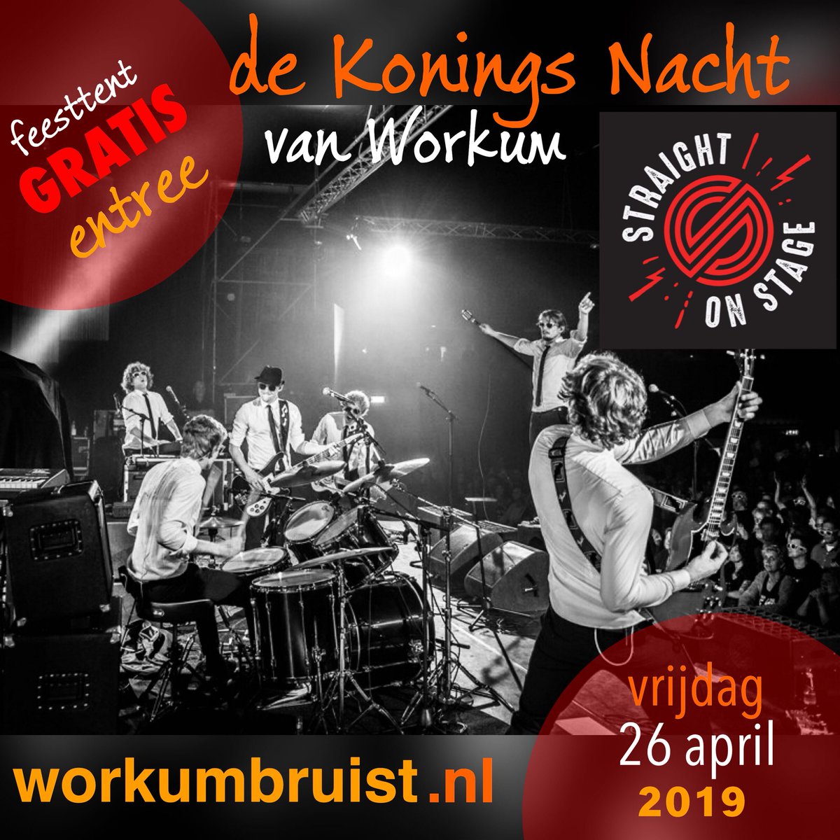 Volgende week vrijdagavond <a href="/StraightonStage/">Straight on Stage</a> bij KoningsNacht van Workum 🎪🍺🎶🎧🎸  ....en natuurlijk GRATIS Entree in de verwarmde feesttent
meer info op onze nieuwe website >
workumbruist.nl/programma/ <a href="/WelkominWorkum/">Welkom in Workum</a> <a href="/vanharteworkum/">Promotie Workum</a> <a href="/CampingItSoal/">Camping It Soal</a>