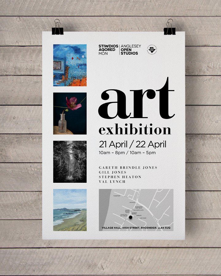 Brindlebobc's tweet photo. #openstudios time again! Joint #exhibition brand new work, great location, loads to see...#rhosneigr #anglesey #art #paintstillwet @GillJonesPhoto @helvetica45 https://t.co/RT1g3ZzTKR