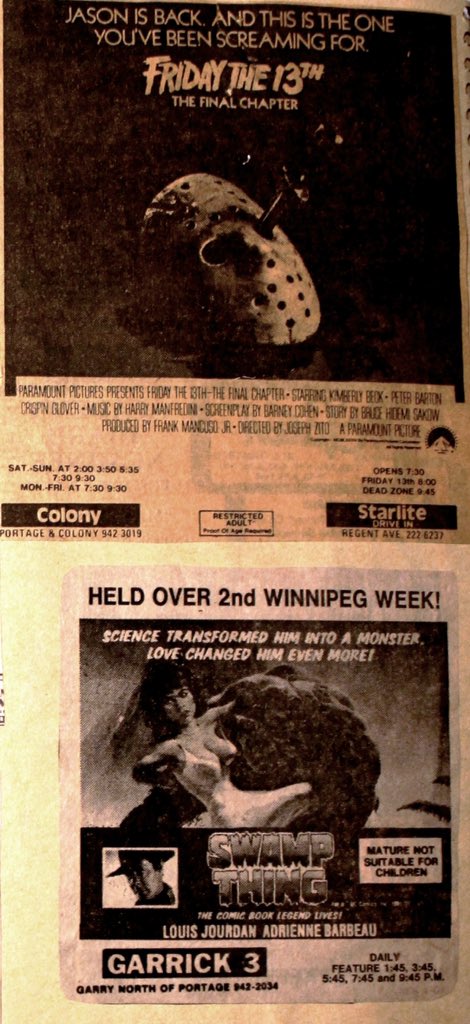 magictoasterfi1's tweet photo. Now playing at a theatre near you!
#vintage #Newspaper #moviead   #startstoday #Canada #StarWars #fridaythe13th #slasher https://t.co/Jbk3oMBNFw