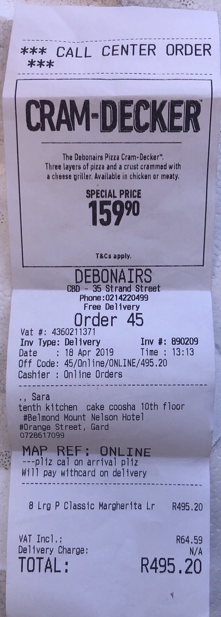 .<a href="/DebonairsPizza/">Debonairs Pizza</a> - is this what you call a #margheritapizza? Ordered for all my staff for lunch - should have ordered <a href="/DipnOuma/">Ouma Rusks</a> rusks instead with a side of cheese.... would’ve been much tastier!