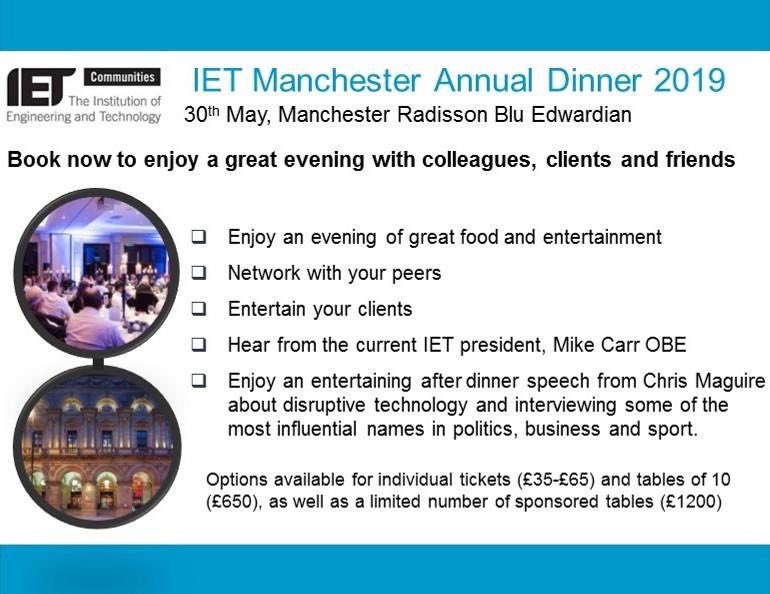 Any plans on the 30th May? <a href="/IETManchester/">IET Manchester</a> annual dinner will take place Radisson Blu Manchester. Don’t miss out. More info and tickets: events.theiet.org/iet-manchester…