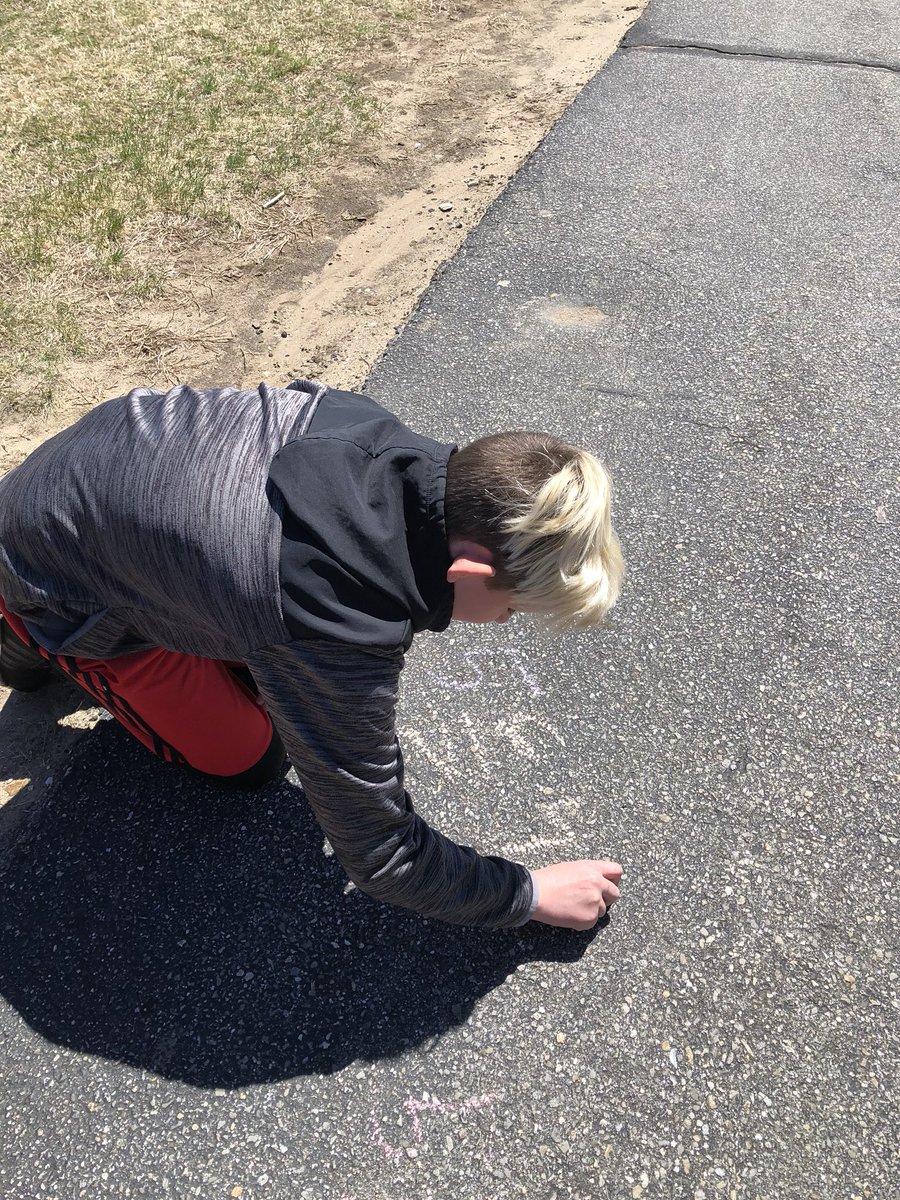 Grade5_lms's tweet photo. Lovely day for the 5th graders to practice their fraction skills outside on the pavement! #mathcounts #optoutside https://t.co/xLDopaIPlq
