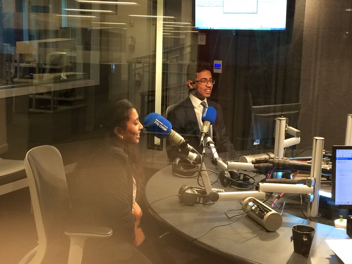biogeniusCA's tweet photo. We’re in Calgary today for the #SBC2019 Alberta Regional Competition, but before we begin... the media tour! Join Aaron and Nicole in a few minutes on @770CHQR @The_MorningNews https://t.co/YUmHyUhGUb