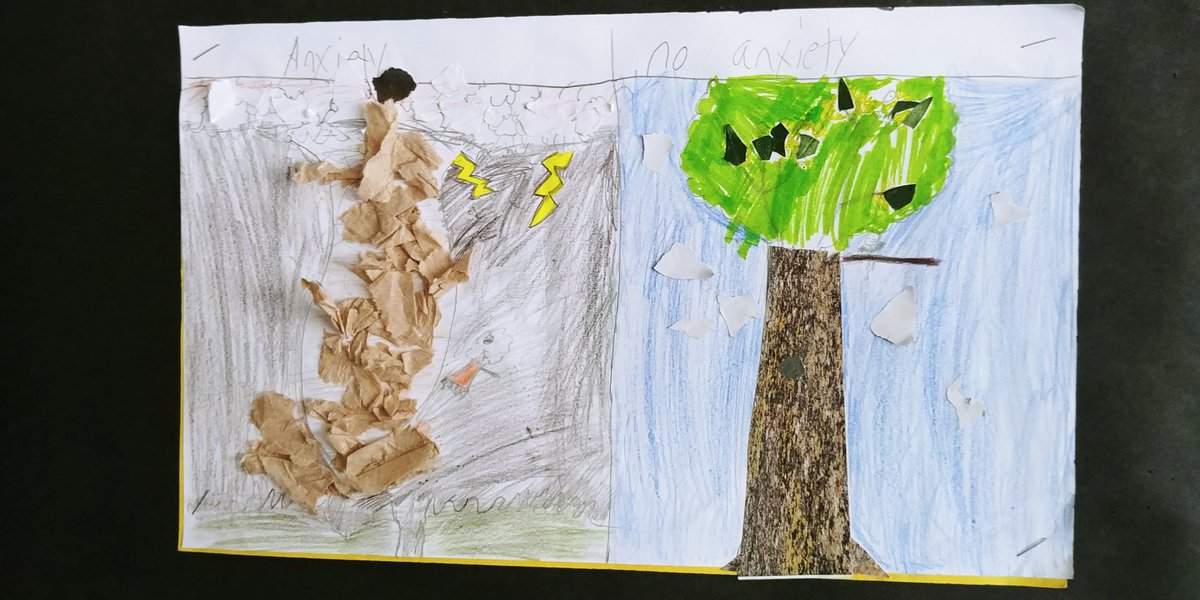 TheRealMrD4's tweet photo. Art and Mental Health awareness. The task: Use mixed media to express what it feels like when you are in control and out of control? The results are beautiful. #LockesPride https://t.co/ziyfqpAPCT