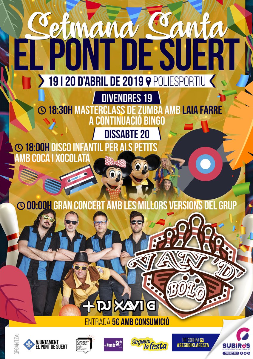 SubirosRepreArt's tweet photo. Comencem la Setmana Santa amb les Festes de Pasqua i Sant Jordi i amb els millors grups i orquestres per a passar aquests dies de festes a tope!
 US HI ESPEREM A TOTS!!!
 ----
 #setmanasanta #santjordi #atope #segueixlafesta
https://t.co/N9ojaV5Ub9 https://t.co/Se9YdJ00Hk