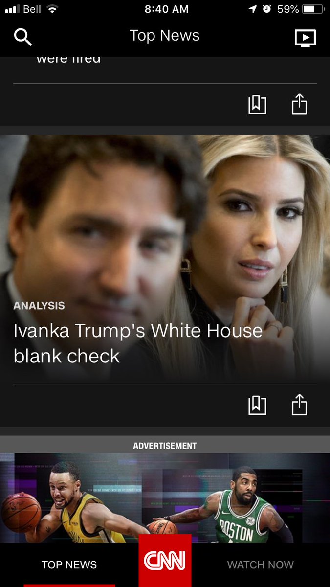 thebigzman57's tweet photo. Just curious. Earlier this morning the foreground picture was that of President Trump and now it’s Canadian Prime Minister Trudeau. #CNN #Cnnapp #Trudeau #canadianpm #JustinTrudeau https://t.co/lwFrhPieqe