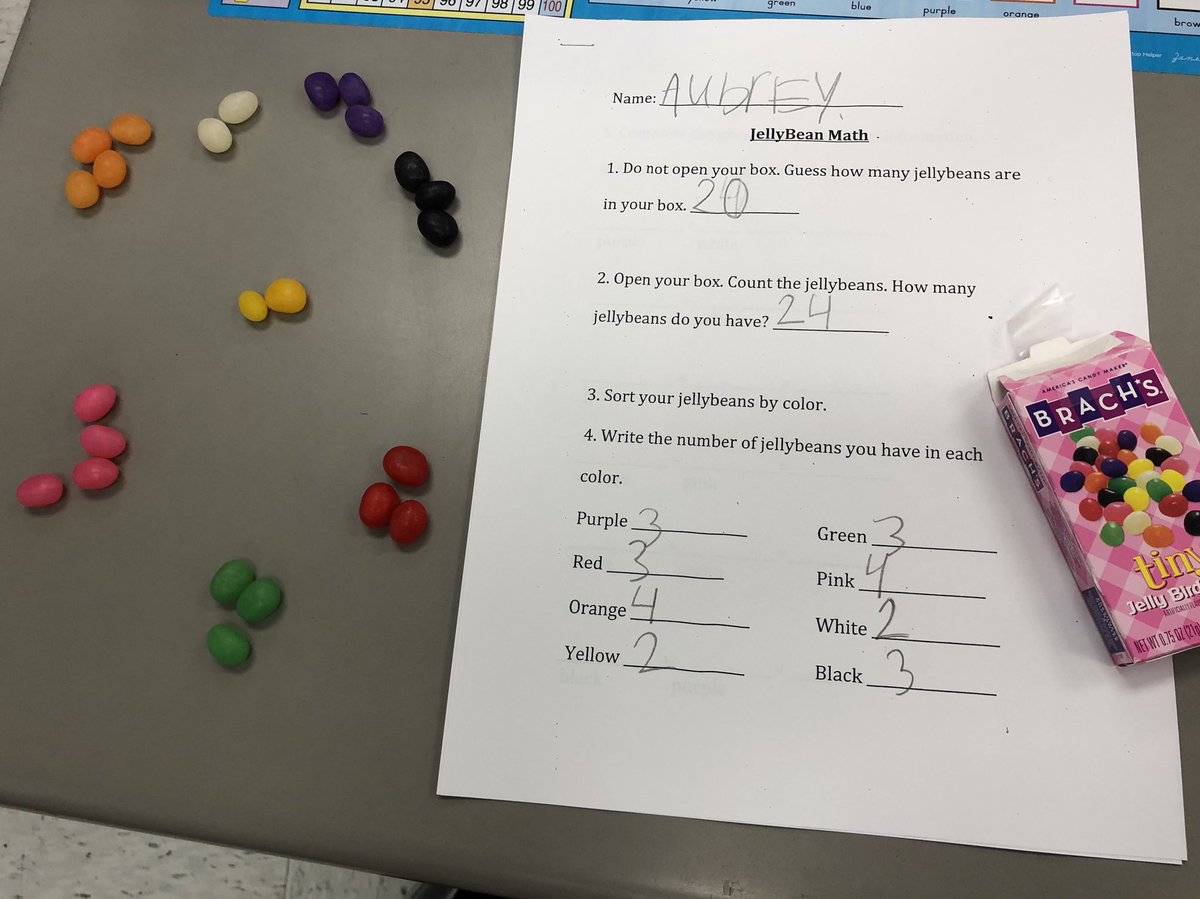 PrincipalKWayne's tweet image. Jellybean Math for the win #analyzingdata #graphing #firstgrademath @LopatES