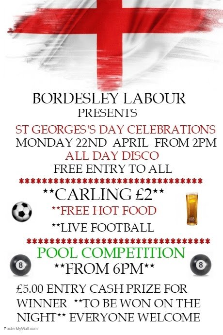 Join us for our Easter fun which includes....
Fri: Matchday #BCFC vs #DCFC
Sat: Elvis is in the Building
Sun: Family Fun Day with @KNBP &amp; <a href="/BhamHST/">(BHST) Birminghams homeless support team 🌈</a> 
Mon: All day Disco in prep for #StGeorgesDay 
#TheBordesleyWay 
Family, friendly enviroment!