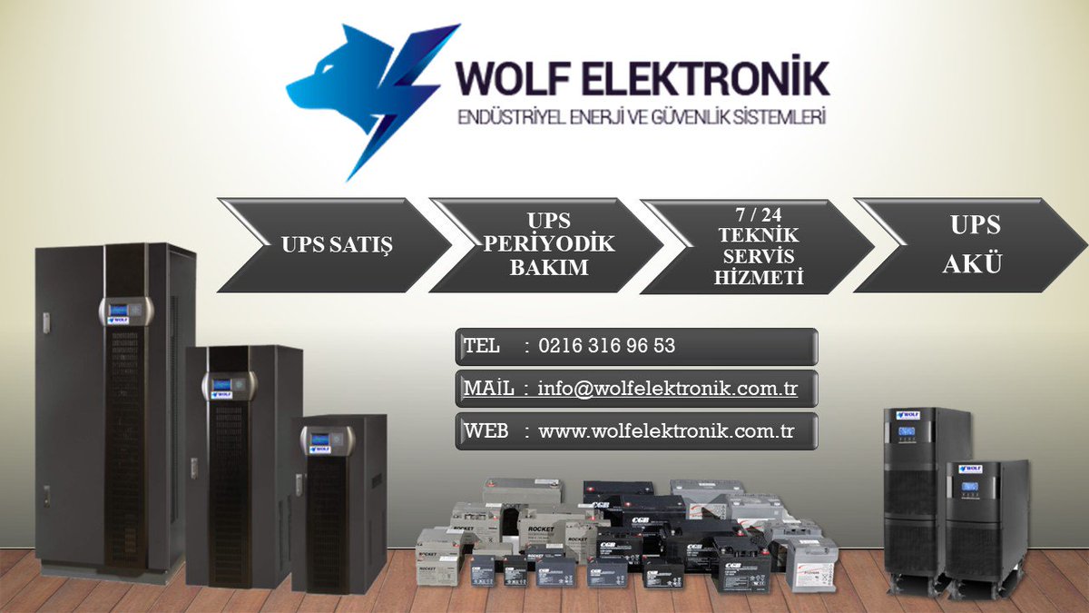 UPS SATIŞ 
UPS BAKIM
 UPS ONARIM
7/24 TEKNİK SERVİS 
UPS AKÜ KAMPANYASI

TEL : +90 (216) 316 96 53

TEL : +90 (553) 756 96 53

MAİL : info@wolfelektronik.com.tr

WEB : wolfelektronik.com.tr

#UPS 
#uninterruptiblepowersupply
#powersupply
#kesintisizgüçkaynağı
#kesintisizenerji