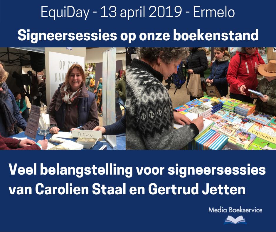 Mediaboek's tweet photo. Gertrud Jetten, auteur van o.a. de kinderboekenserie Droompaarden, en Carolien Staal, auteur van 'Op zoek naar niets', signeerden hun boeken op de boekenstand van Media Boekservice tijdens Equiday. Er was heel veel belangstelling voor! https://t.co/pc00dXi9DF