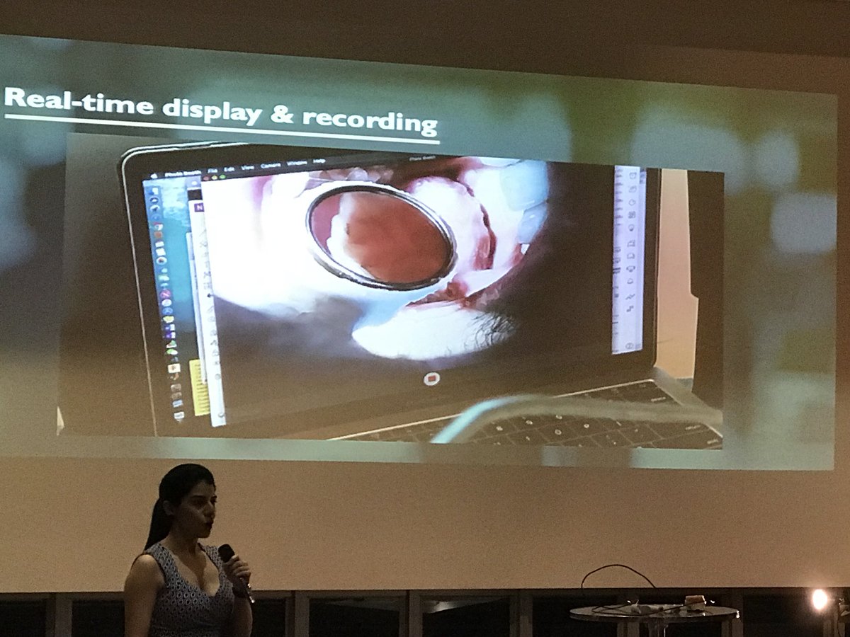 JasamineCB's tweet photo. @ozvascdoc @ResPlat @Austin_Health @3dmedLab @GHJChen @mdpprogram @engunimelb @JongEric @unimelb A dental mirror and an intraoral camera in one? Sign me up! The first #3Devices team Health Capture pitches their product. #3dMed @ResPlat @3dmedLab @UnimelbBME @UniMelbMDHS https://t.co/qQs0c19N1C