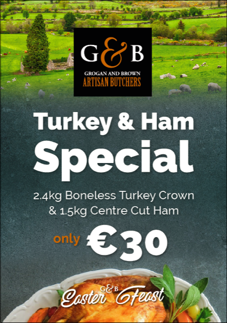 GroganBrown's tweet photo. 🐣Easter Special 🐣
Our Delicious Turkey & Ham is sure to impress the whole family this Easter all for only €30
Drop by, order online or call in your orders on 056-7764799
#GroganandBrown #EasterOrders #LocalButcher https://t.co/G4LE3pwmSP