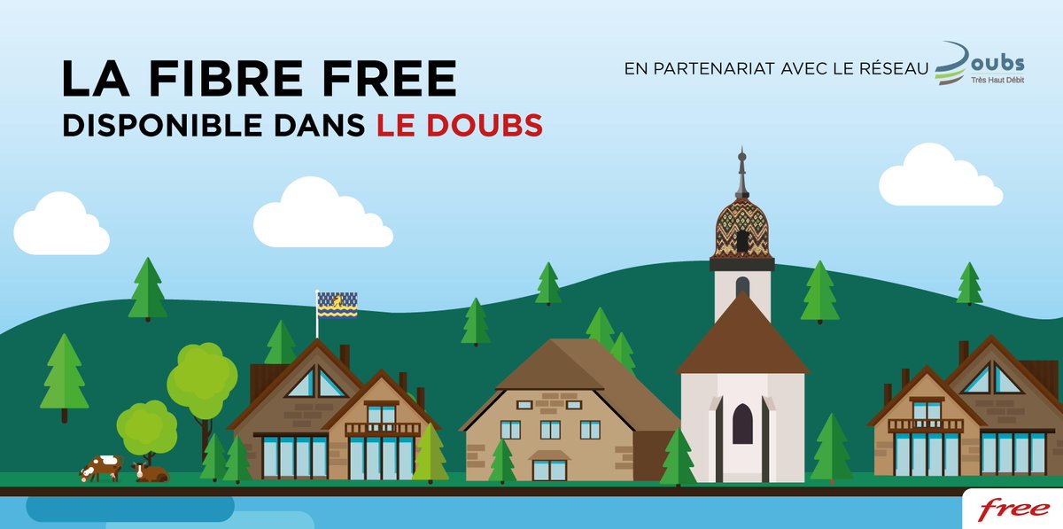 free's tweet photo. Et on arrive aussi dans le @Doubscd25 🚀 ! 
Pour tous les habitants desservis par @doubslafibre, profitez dès maintenant de nos offres en Fibre Optique, chez vous. 
#merciFree #Fibre #FTTH #THD #RIP https://t.co/ya9affOC6W