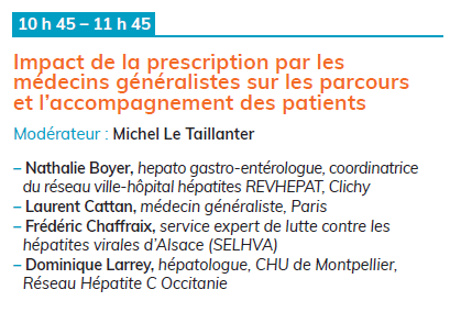 SanteFocus's tweet photo. #FocusHépatiteC "Impact de la prescription par les médecins généralistes sur les parcours et l’accompagnement des patients" avec Nathalie Boyer, hepato gastro-entérologue, #revhepat, Laurent Cattan, médecin généraliste, Frédéric Chaffraix, SELHVA, Dominique Larrey, hépatologue https://t.co/GMyBRRPdl2
