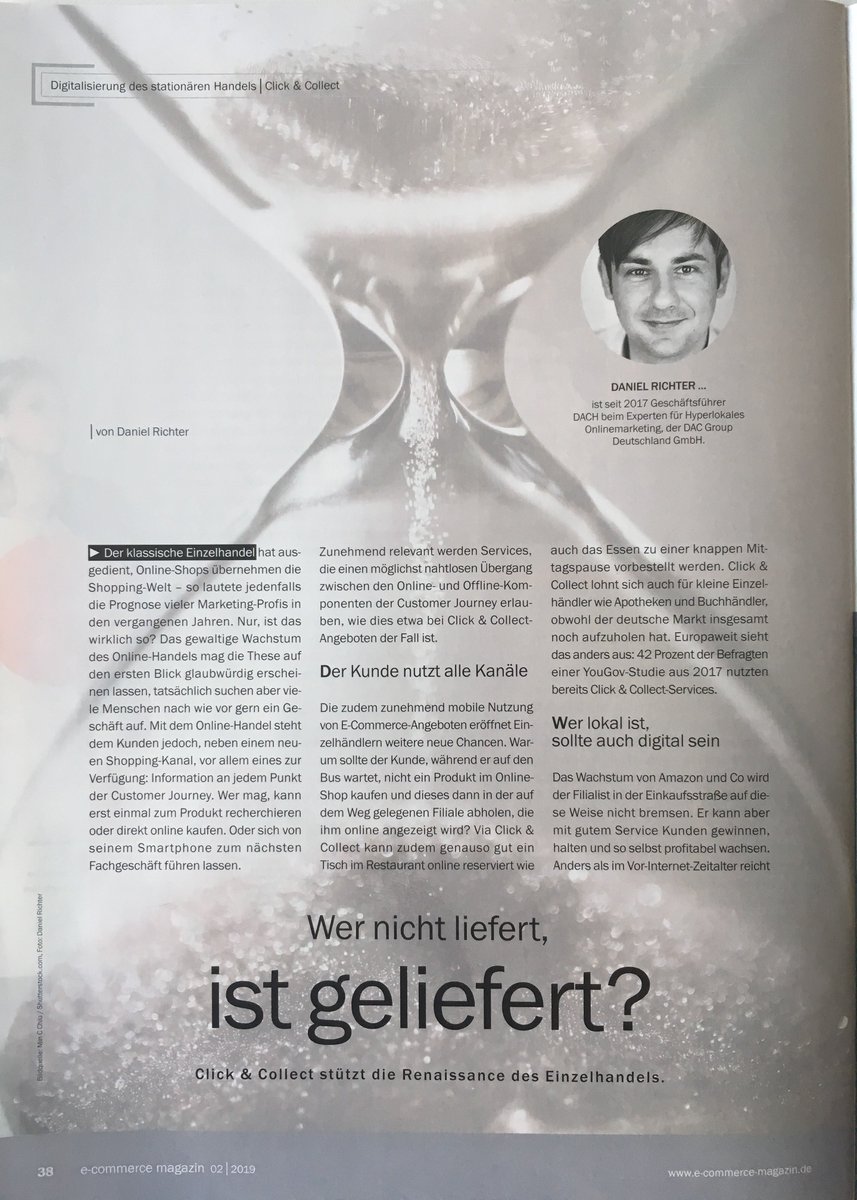 DACGroupDE's tweet photo. Alle kaufen nur noch online, ins Geschäft geht keiner mehr? Stimmt so nicht. Der stationäre Handel profitiert sogar von Online-Angeboten. Wie genau, beschreibt @richter_dac im aktuellen @e_commerce_mag #wernichtliefertistgeliefert #e-commerce magazin #dacgroup https://t.co/MLBWyIdxZ9