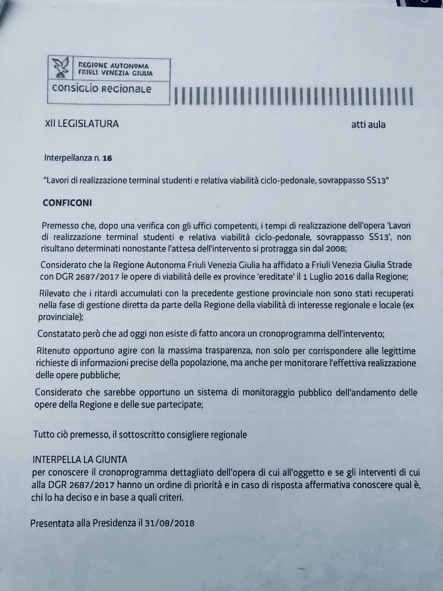 Finalmente i lavori di realizzazione terminal studenti e il sovrappasso ciclopedonale sulla Pontebbana vengono sbloccati. Serve un sistema trasparente di controllo di gestione affinché tutti i cittadini possano valutare l’andamento e l’avanzamento delle opere pubbliche. <a href="/niconfic/">Nicola Conficoni</a>