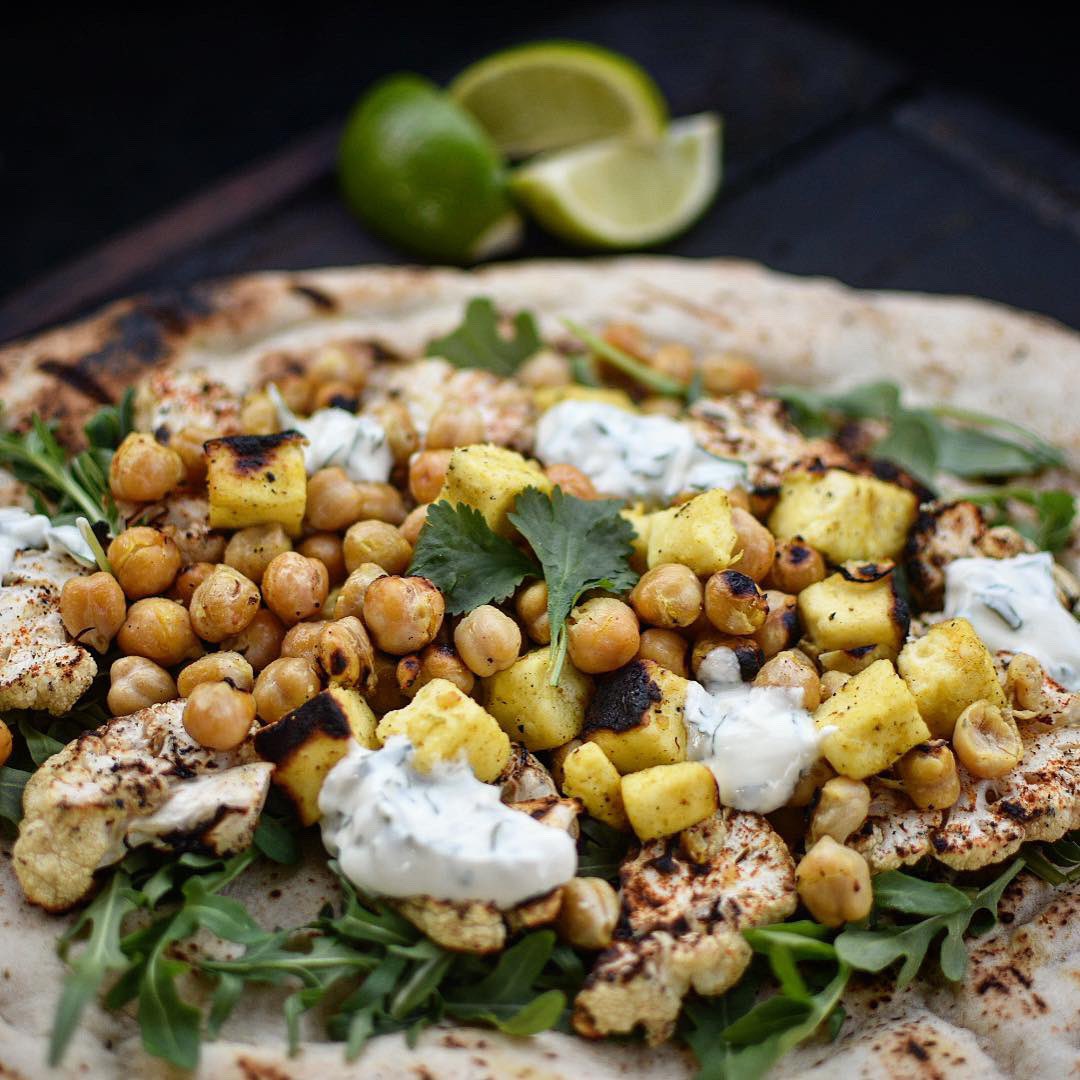 FeastInfo's tweet image. New bbq veggie option all set, tumeric paneer with masala grilled cauliflower and chickpeas 😋