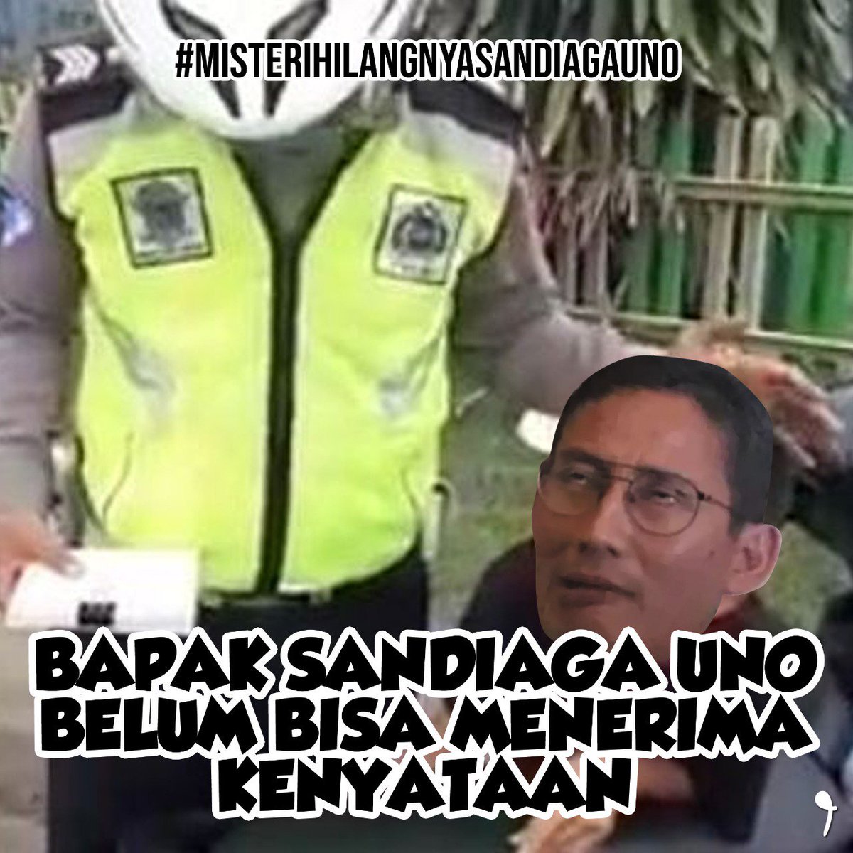 HannyAnnisa2's tweet photo. Sini bapak, kita ikutan sujud syukur dulu...siapa tau abis syujud trus sembuh

#MisteriHilangnyaSandiagaUno 
#KemenanganJokowiAmin 
#LegowoNapaWo https://t.co/WK8Hlfmi5e