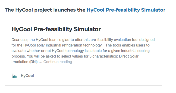 HycoolEU's tweet photo. The #HyCool project launches the HyCool Pre-feasibility Simulator !
This #simulator tool can tell users in seconds how well the HyCool #solar #refrigeration concept fits to any given #industrial #cooling process.
Get to know more and try it here! ➡️ https://t.co/t1Kxzt5UjS https://t.co/BQKR0mb4Bk