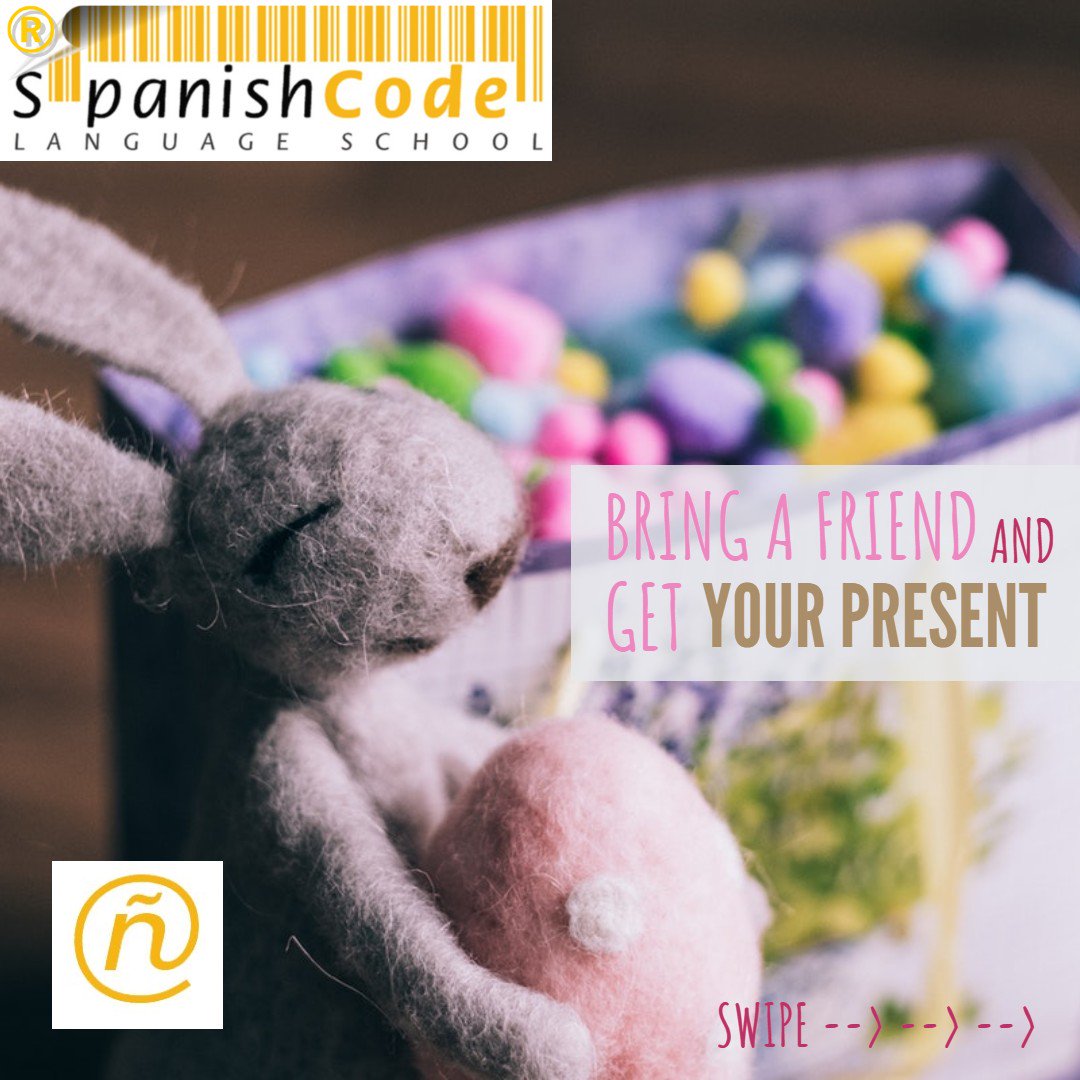 SpanishCode's tweet image. Now is the time while looking for Easter eggs to also find a friend to learn Spanish with from home. You and your friend will get many special benefits and discounts. Don’t miss this opportunity, available only for the next few days! 🐰🐣🌷🖥️🤳👫👭👬🇪🇸🌏✨#Spanishonline #Enjoy
