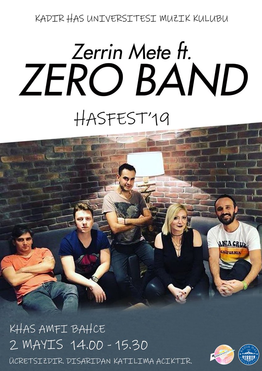 2 Mayıs HasFest günü KHAS AmfiBahçede Zerrin Mete ft. Zero Band bizlerle beraber olacak! 🥁Mükemmel bir konsere, doyasıya dans etmeye hazır mısınız?🕺🏼<a href="/khasedutr/">Kadir Has Üniversitesi</a> <a href="/khasuniok/">Khas Öğrenci Konseyi</a>