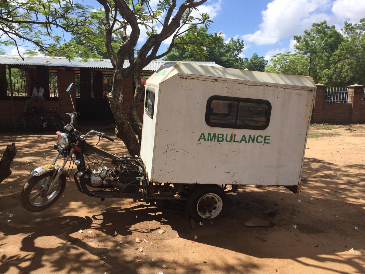 A motorcycle ambulance in Malawi