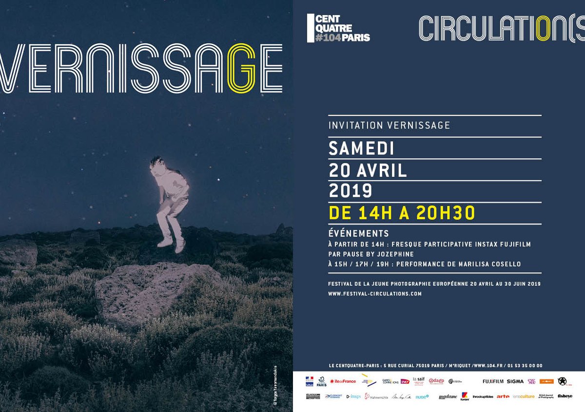 Rendez-vous samedi dès 14h au <a href="/104paris/">CENTQUATRE-PARIS</a> pour le vernissage du Festival Circulation(s) @fetartparis !

Cette année encore, nous sommes fiers d'être partenaire papier de ce grand festival dédié à la jeune photographie européenne !

#FestivalCirculations #photo #vernissage