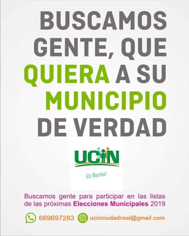 Buscamos ciudadanos que quieran promover candidaturas independientes en sus respectivos municipios. Hemos de trabajar por una alternativa necesaria frente a los dos bloques de derechas e izquierdas. #EnMarcha #PrimeroTuPueblo #PrimeroTuCiudad #Ucin2019 #EleccionesMunicipales2019